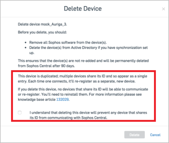 Sophos Central Admin Duplicate Device Frequently Asked Questions