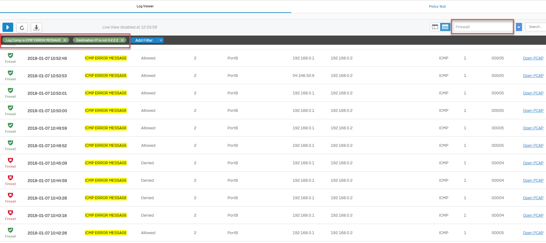 Sophos Firewall: Allow or deny ICMP messages
