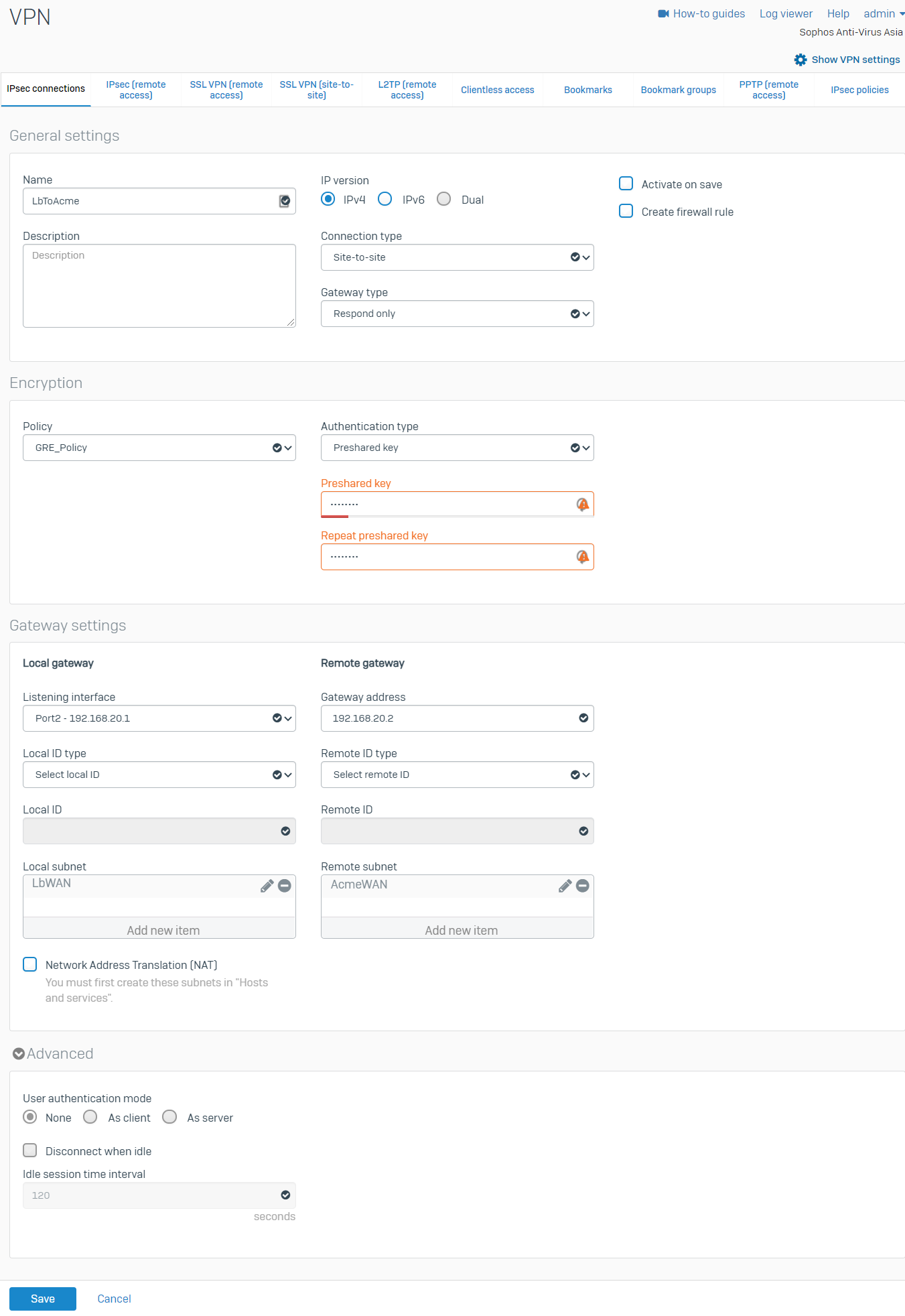 Sophos Firewall: Configure OSPF over IPsec VPN