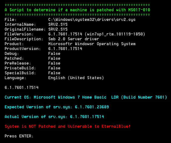 ✧さまへ マシンが EternalBlue - MS17-010 に脆弱であるかどうかを確認する手順