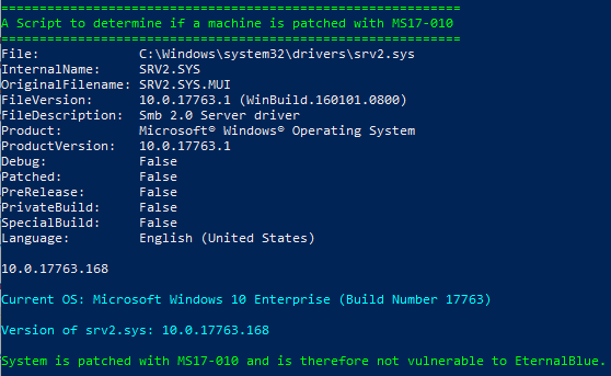 マシンが EternalBlue - MS17-010 に脆弱であるかどうかを確認する手順