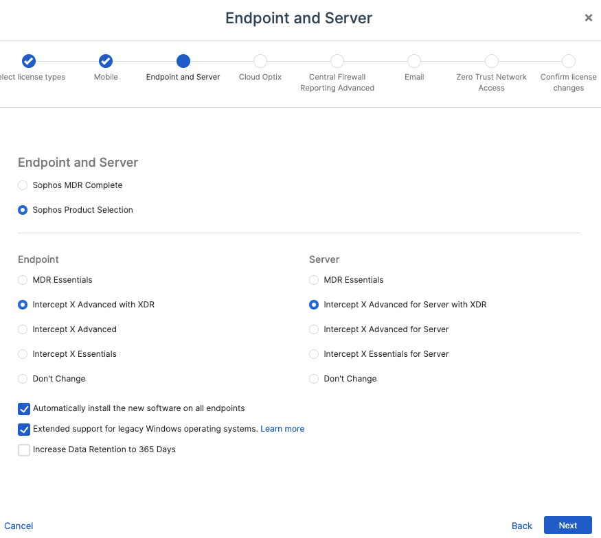 Sophos Central: Extended Support for Windows operating systems