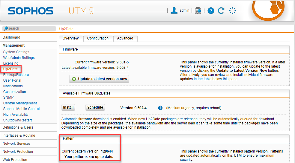 Sophos Products: Check if the product is up to date