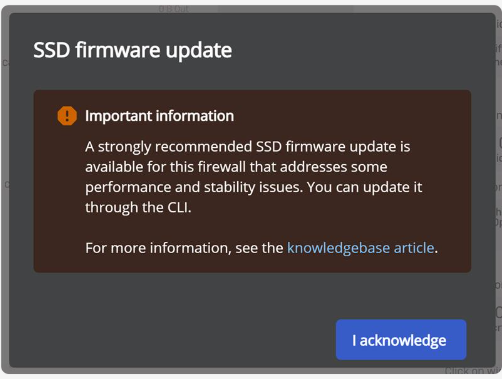 Sophos Firewall: Strongly recommended SSD firmware upgrade for a