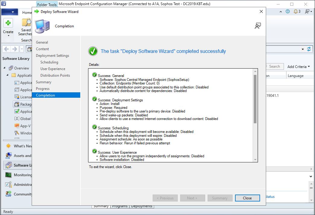 Sophos Endpoint: Automate the software deployment to Windows devices